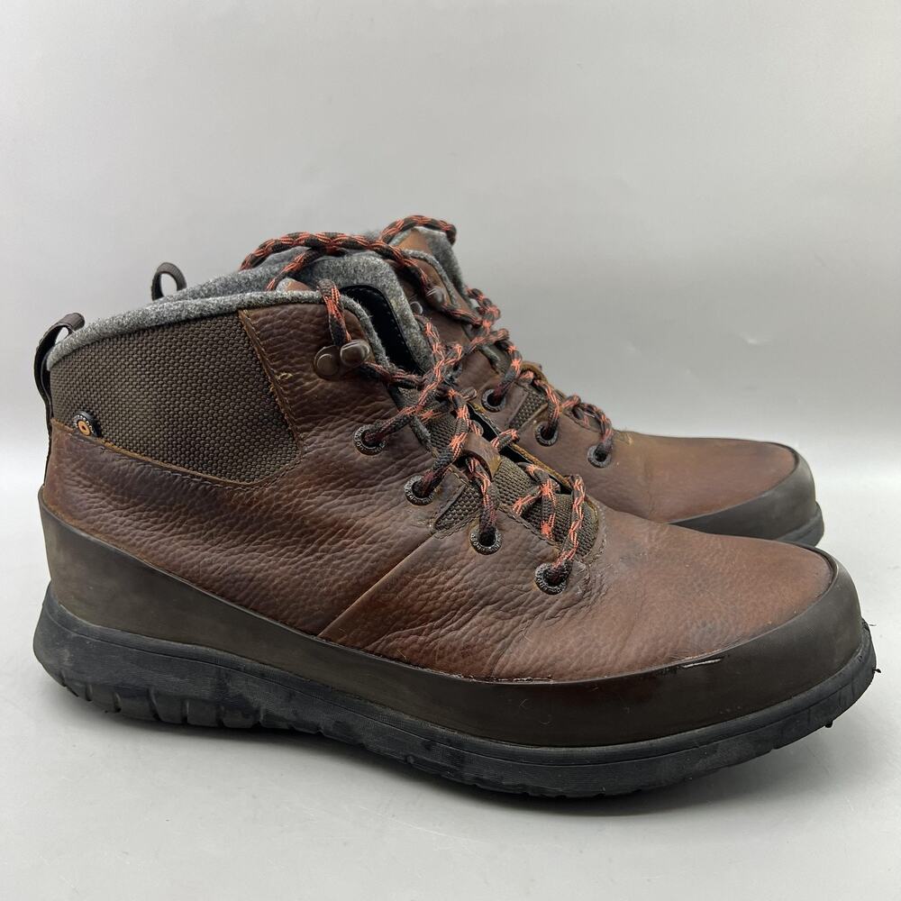 Bogs Freedom Mid Top Ankle Boots Men Size 11 Brown Leather Casual Comfort Shoes